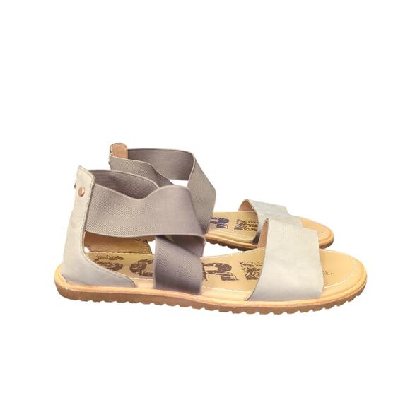 Sorel Ella Sandal Cross Straps Casual NL3201-365 Green Leather‎ Women's Size 6 - Picture 1 of 8